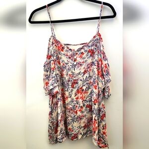 Liberty Love Cold Shoulder Rayon Tank Criss Cross Back